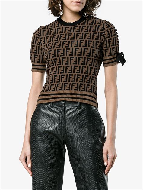 fendi logo short sleeve sweater|fendi sweater boots.